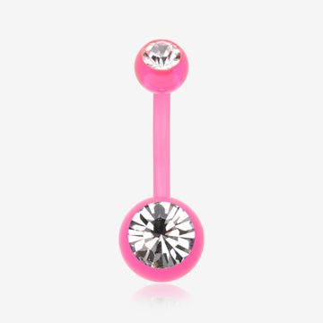 Bio Flexible Shaft Gem Ball Acrylic Belly Button Ring-Pink